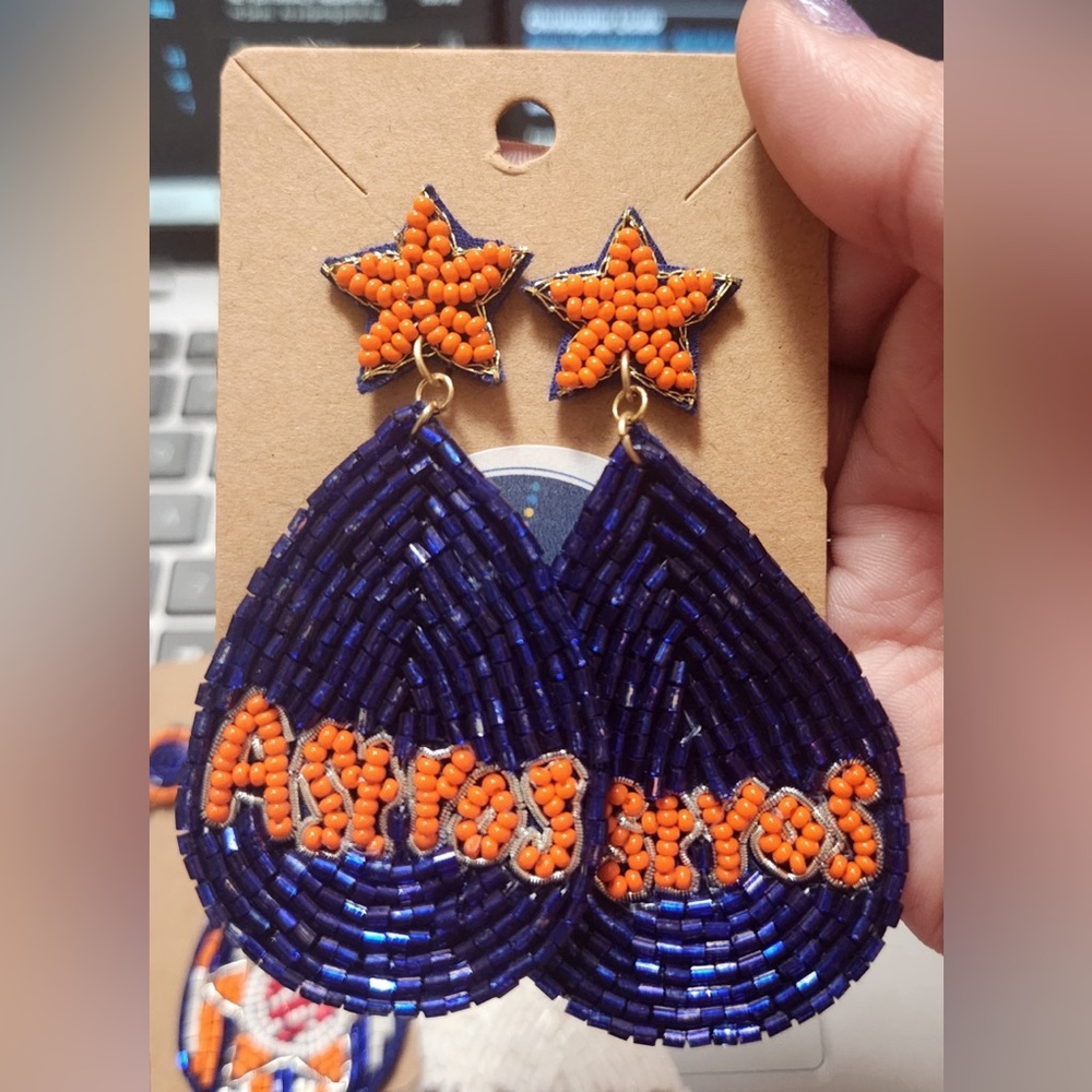 Beaded Astros Earrings